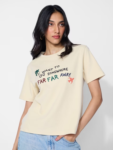 Textured T-shirt: Far Away Women Relaxed Fit T-Shirts image 1