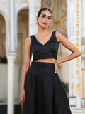 Black V-Neck Sleeveless Ultra Satin Blouse image 5
