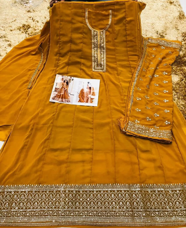 Blooming Georgette Embroidery Work Salwar Kameez Dupatta image 5