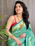 Designer Classic Look Pure Silk Saree, Indian Wedding Sari Blouse image 5