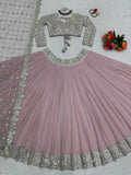 Faux Georgette Thread 9MM Sequence Work Lehenga Choli image 5