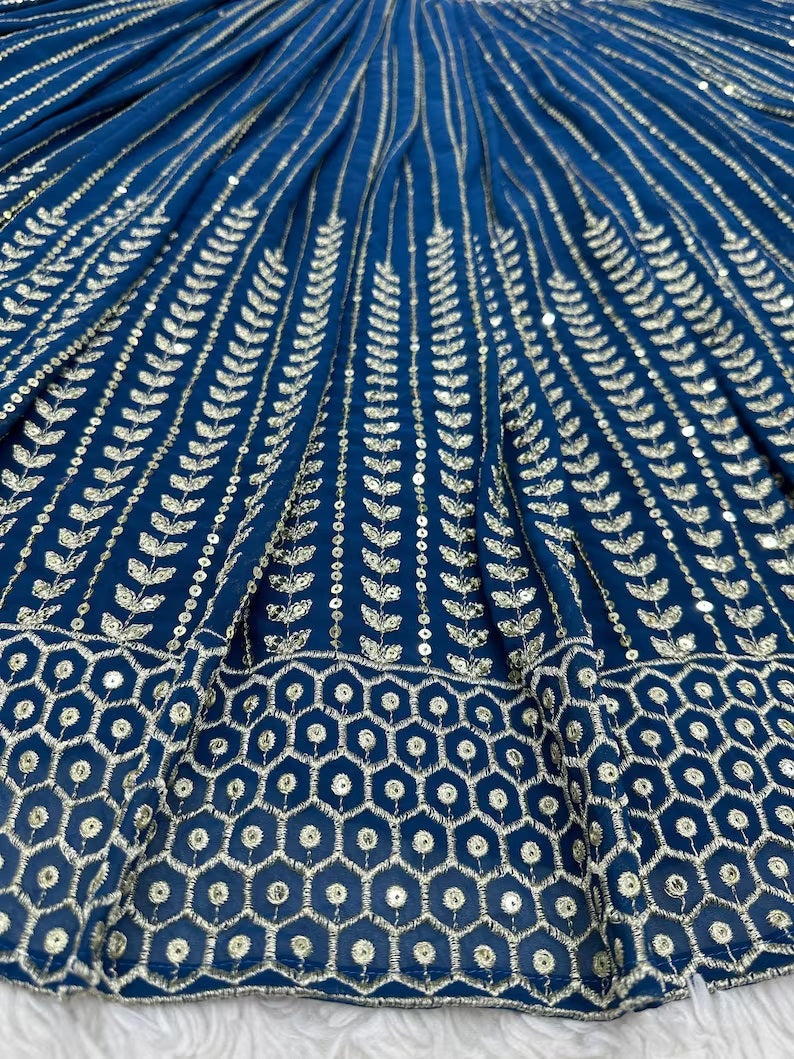 Blue Fox Georgette Sequence Work Lehenga image 5