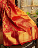 Red Soft Lichi Silk Jacquard Work Saree image 5