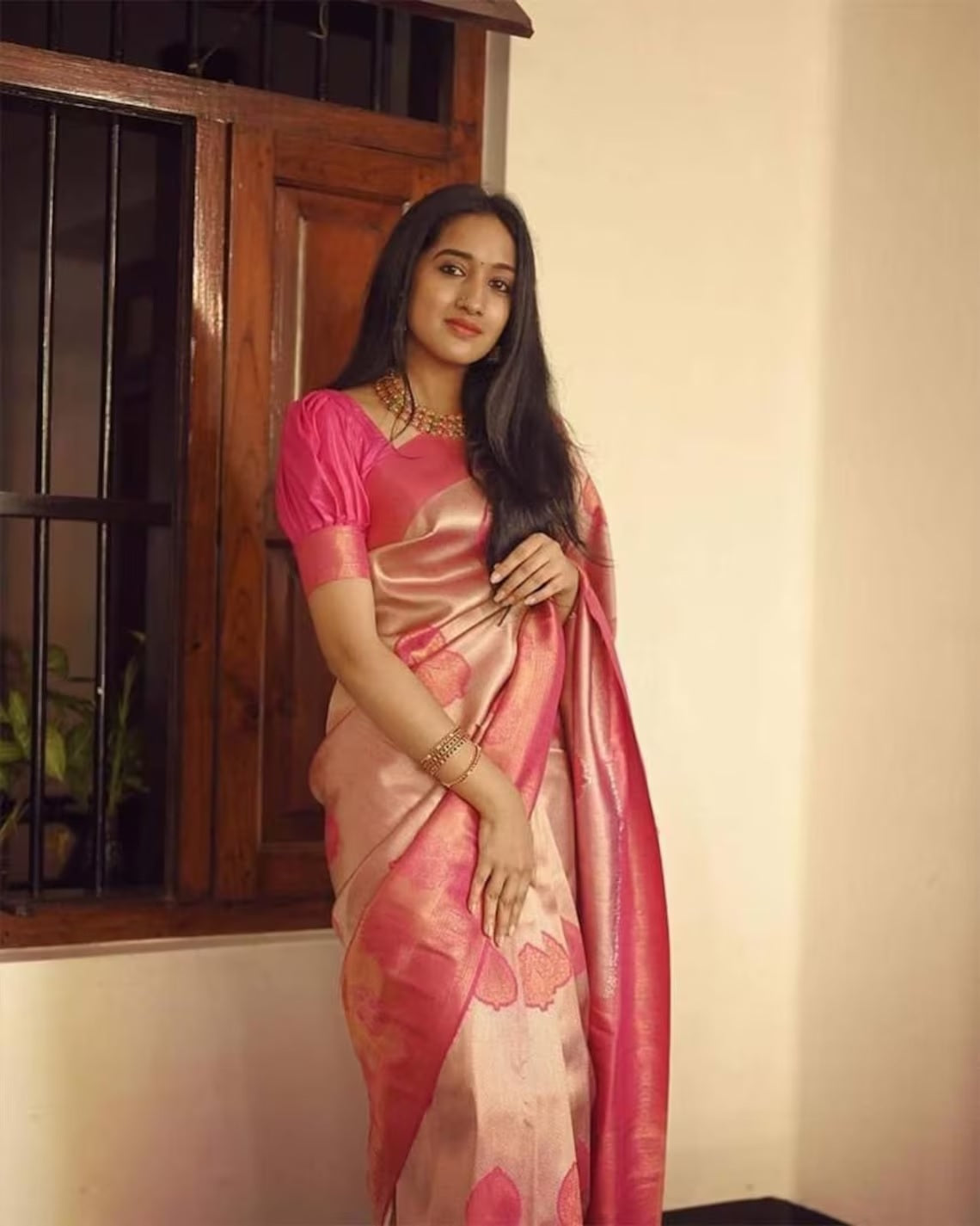 Wedding Wear Bollywood Ethnic Fancy Soft Lichi Silk Saree With Blouse image 5