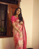 Wedding Wear Bollywood Ethnic Fancy Soft Lichi Silk Saree With Blouse image 5