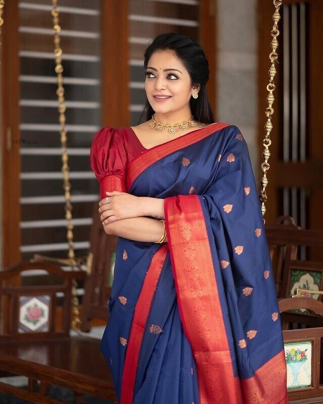 Soft Lichi Silk With Beautiful Jacquard Border Saree With Blouse image 5