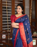 Soft Lichi Silk With Beautiful Jacquard Border Saree With Blouse image 5