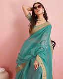 Tabby Silk Organza, Embroidery Lace Work Saree image 10