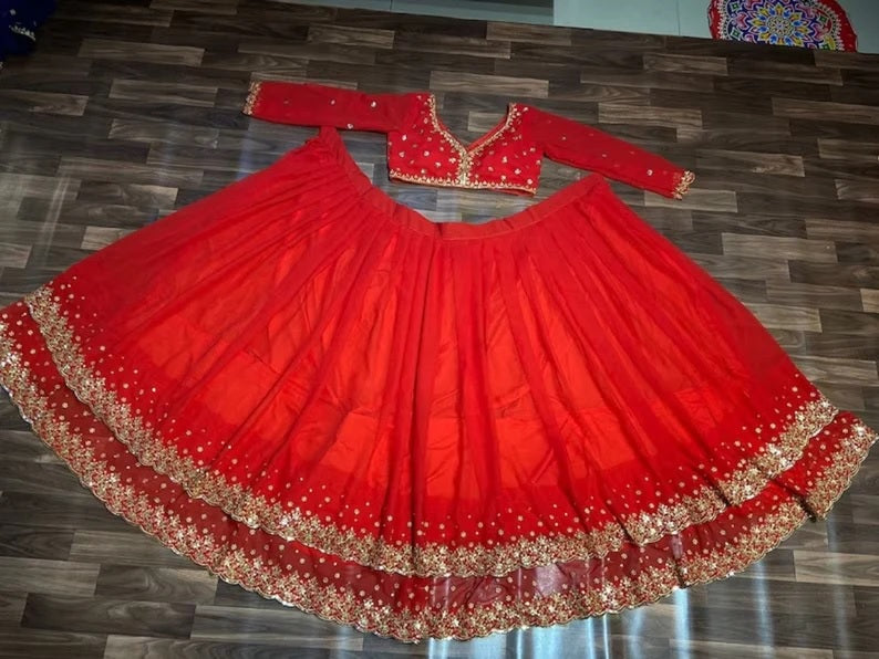 Premium Georgette & Embroidered Designer Lehenga Choli With Dupatta image 5