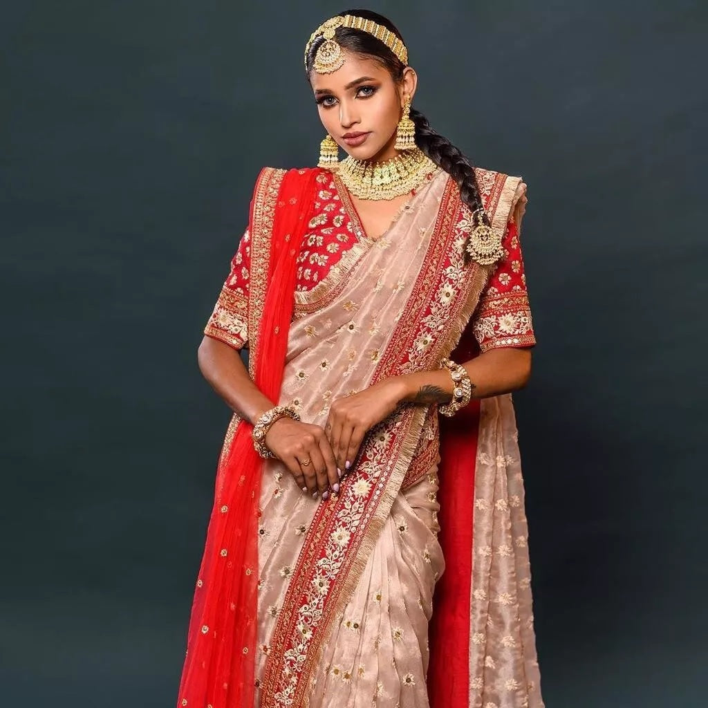 Heavy Organza Silk Party Wear Saree & Blouse image 5