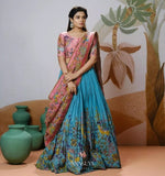 Soft Chinon Silk, Kalamkari Printed Work Lehenga Blouse With Dupatta image 2