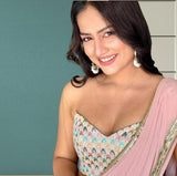 Plain Smooth Georgette Saree With Embroidery Work Blouse image 5