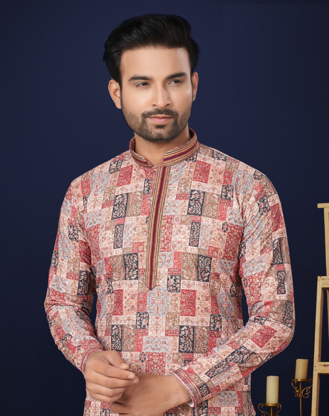 Designer Heavy Cotton Men'S Kurta Pajama Set image 3