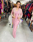 Light Pink Heavy Diamond Silk Ready To Wear Saree Blouse With Jacket image 1