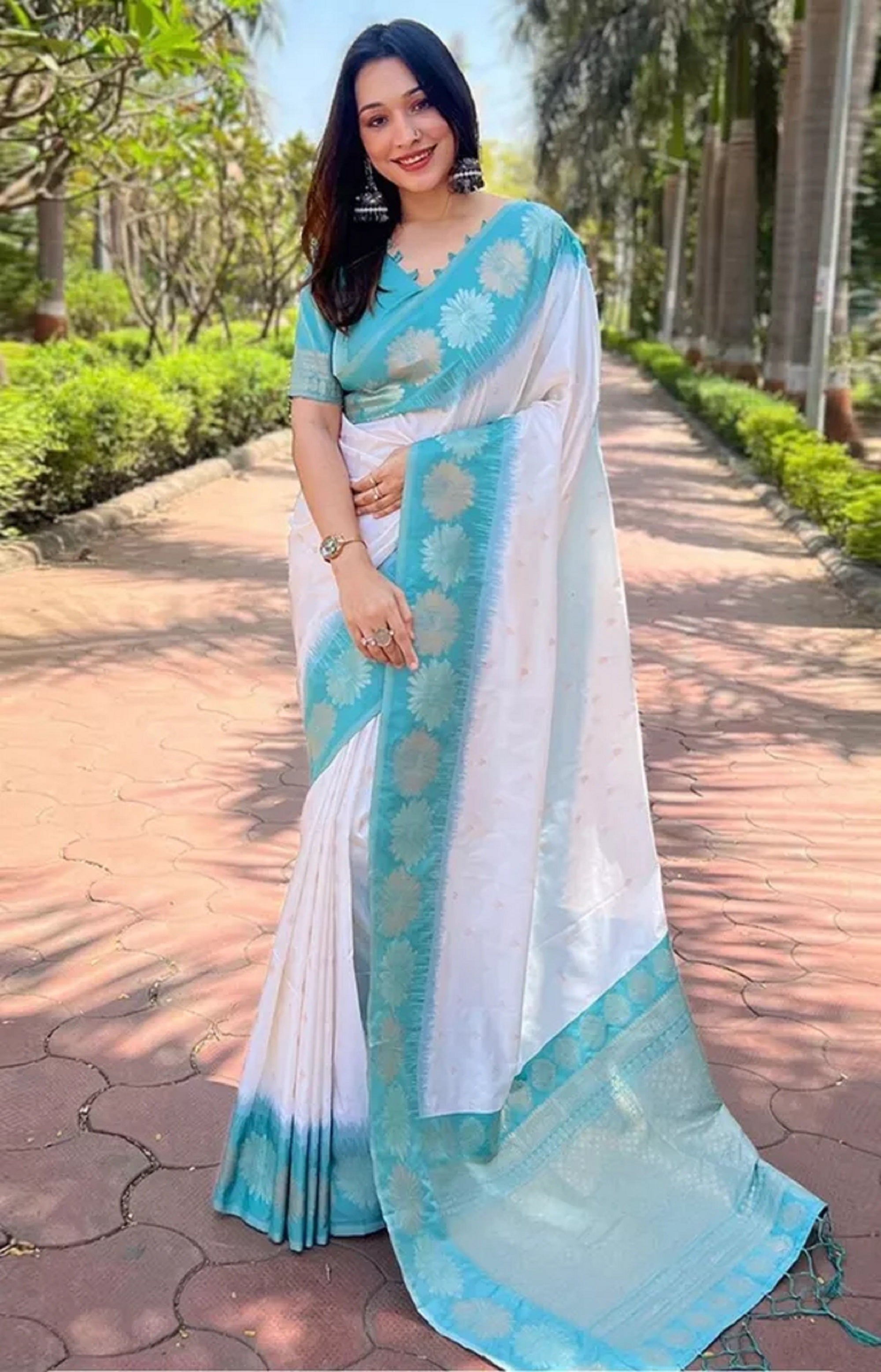 Banarasi Soft Silk Saree With Blouse image 13