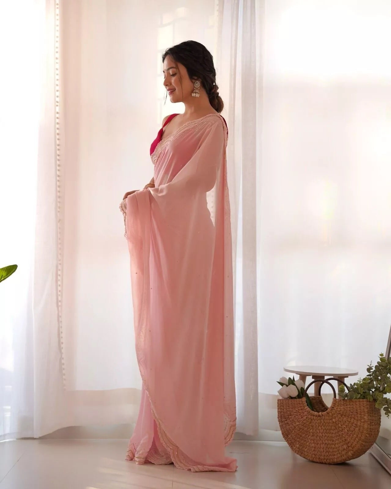 Heavy Georgette Classic Festival Saree With Blouse image 5
