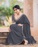 Georgette Saree With Embroidery Design Work Blouse image 5