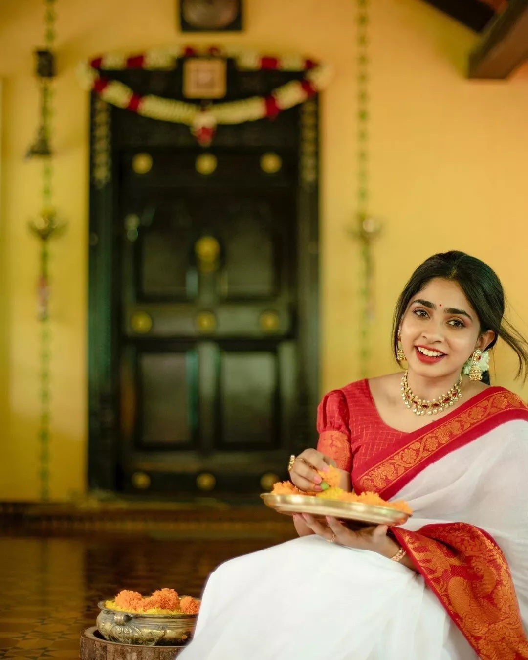 Soft Lichi Silk Saree And Blouse image 5
