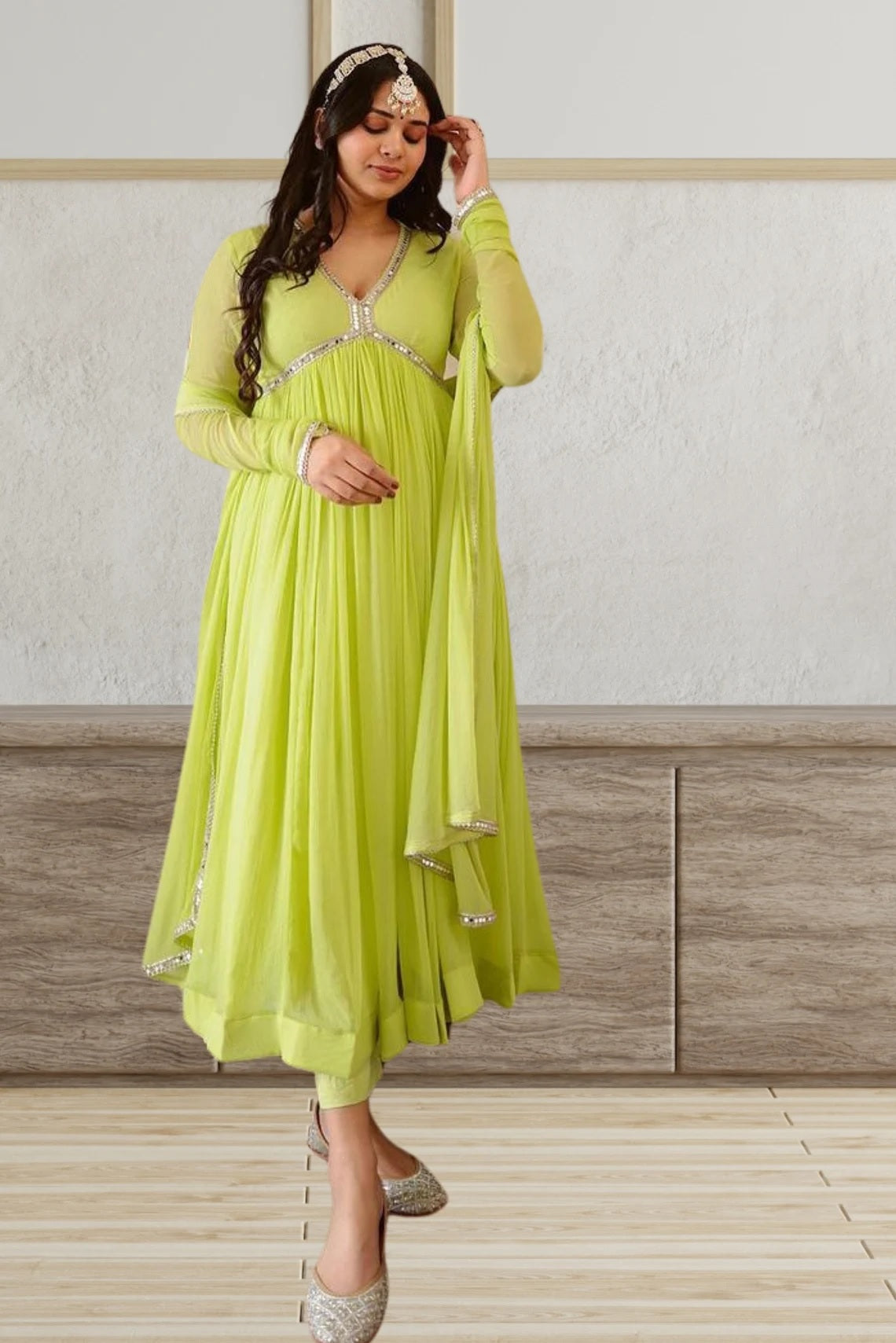 Georgette With Full Sleeves Long Gown Anarkali Dresses image 5