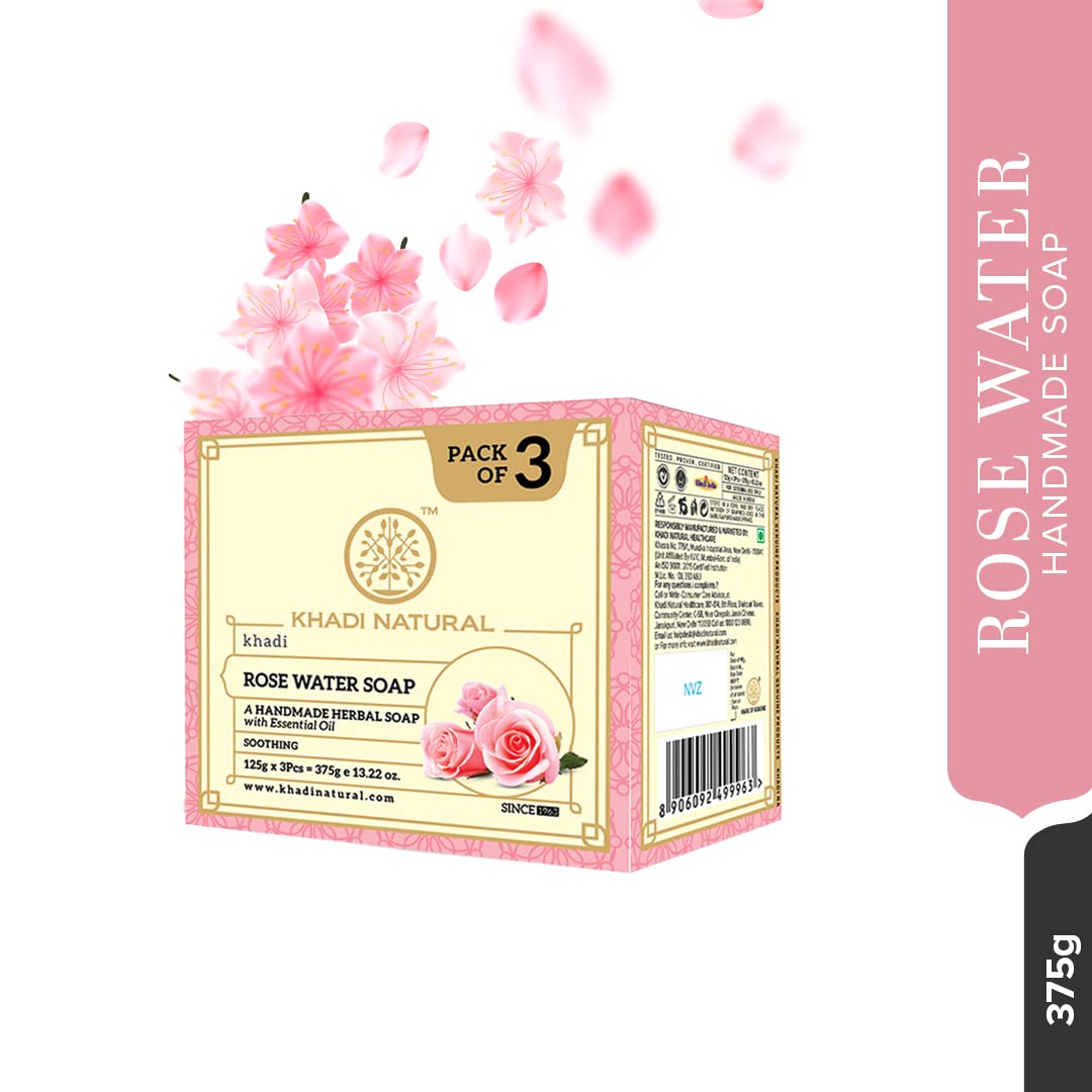 Khadi Natural Herbal Rosewater Soap, 125g - Pack of 3 image 5