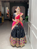 Jacquard Silk & Weaving Zari Work Lehenga Blouse With Dupatta image 3
