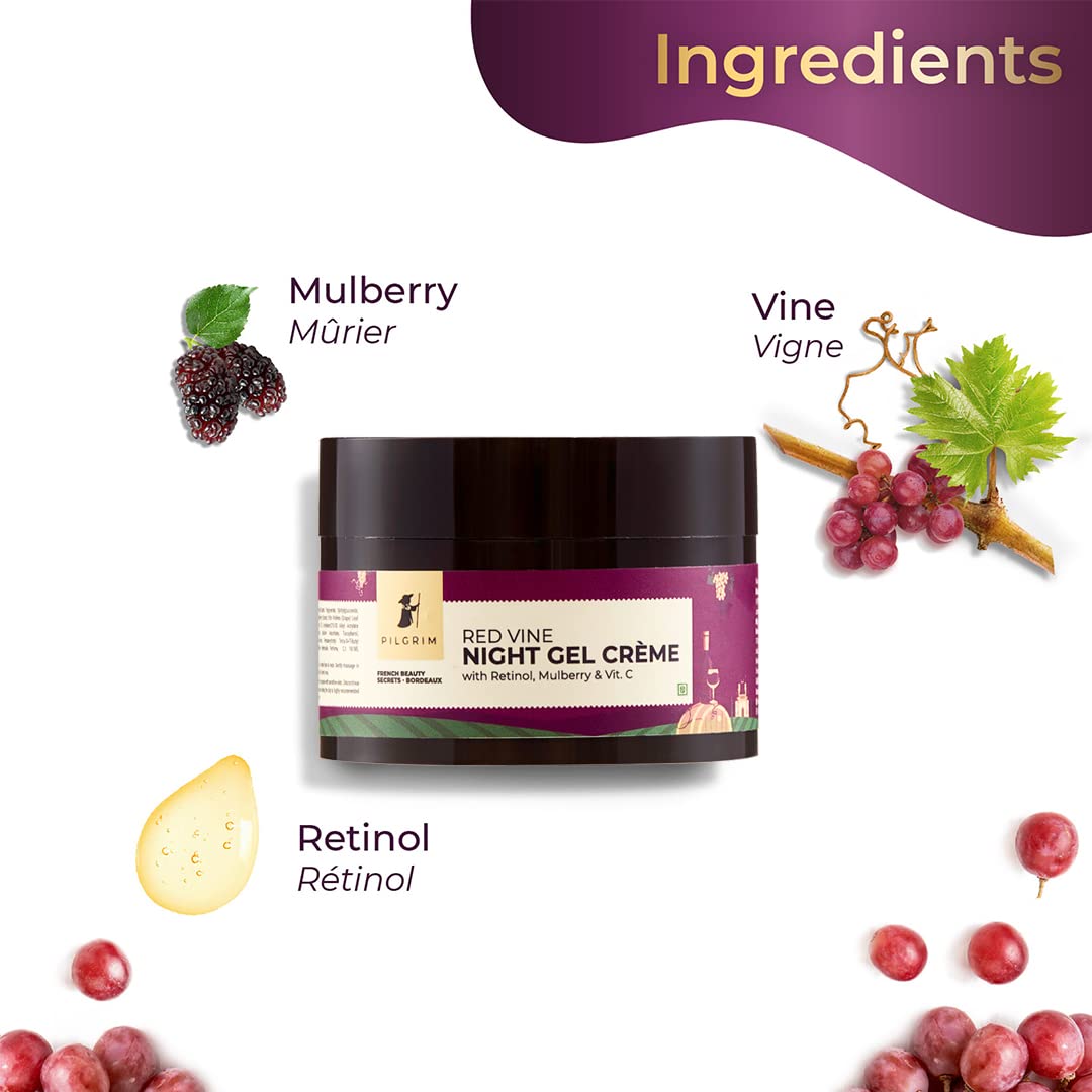 Pilgrim French Red Vine Anti Aging Night Gel Cream - 50 gm image 5