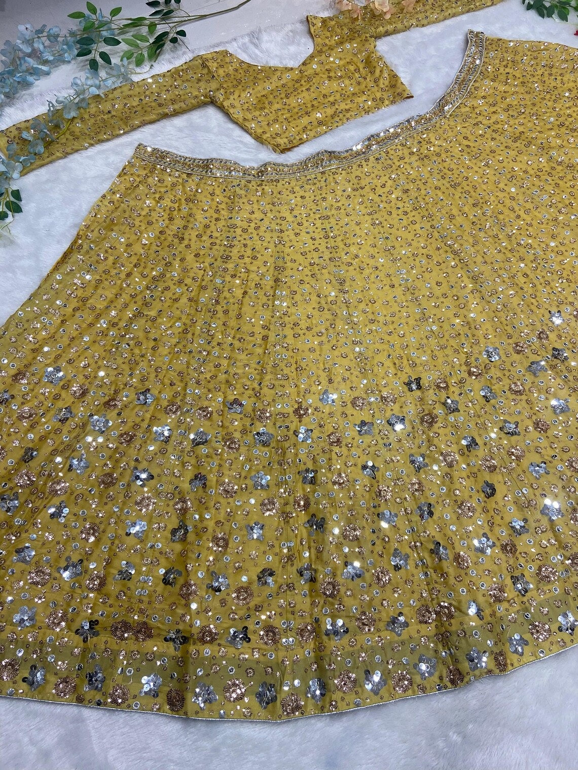 Beautiful Classic Style Indian Rangoli Silk Lehenga Choli With Dupatta image 5