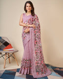 Soft Net With Embroidery Design Work Saree With Blouse image 5