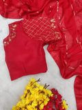 Women's Heavy Rangoli Silk saree with Embroidery Thread Work On Blouse Piece image 5