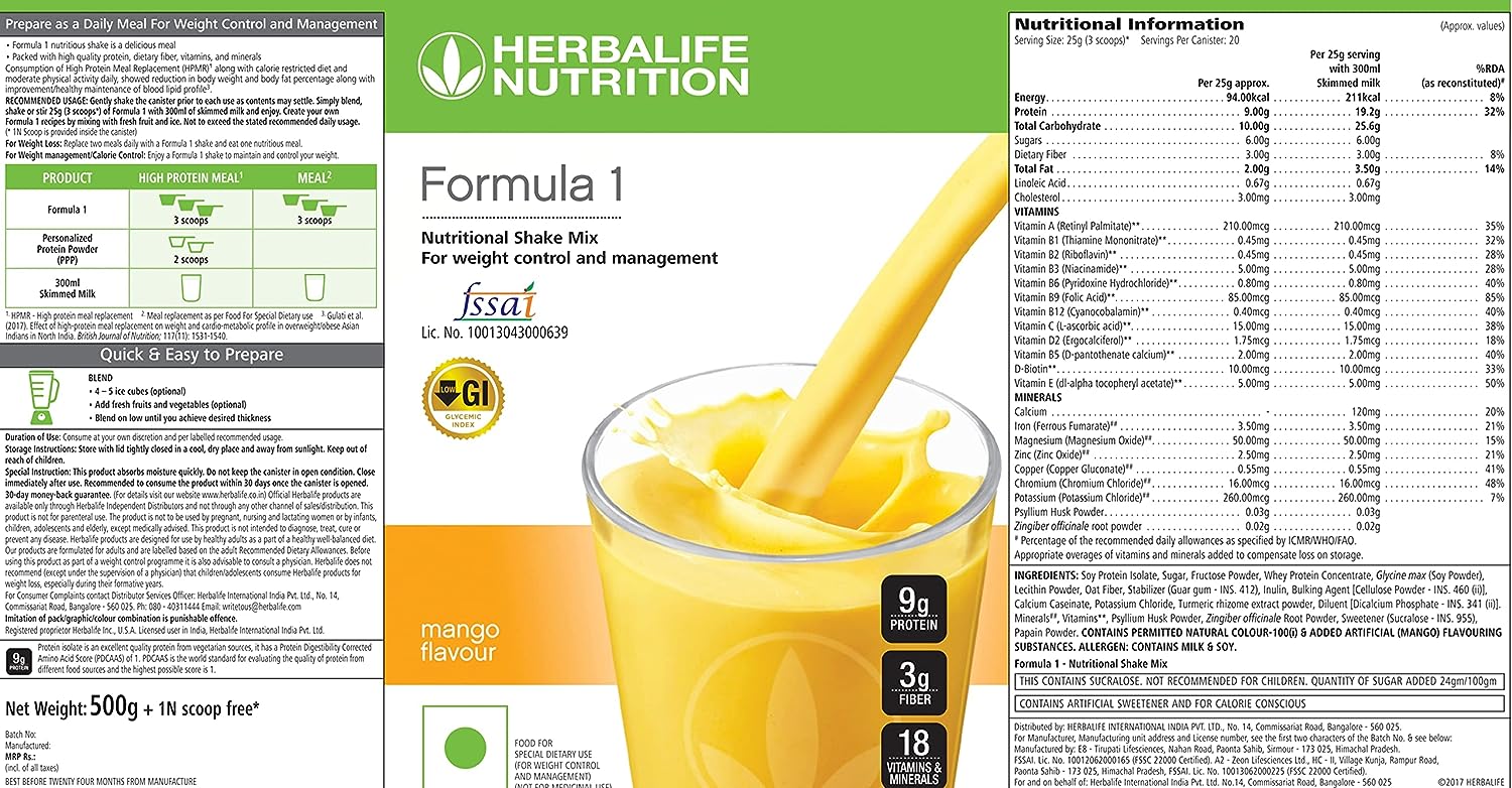 Herbalife Nutrition Formula 1 Nutritional Shake Mix Mango Flavour image 5