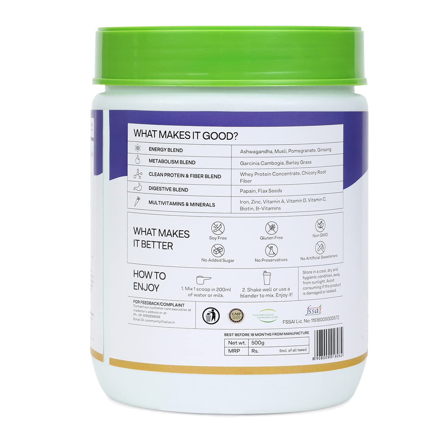 OZiva Nutritional Meal For Men - 16 Servings/ 500 gm image 5
