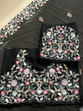Black Georgette Embroidery Work Saree image 5
