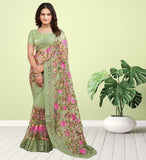 Soft Net Chikankari Embroidery Design Saree With Blouse image 5
