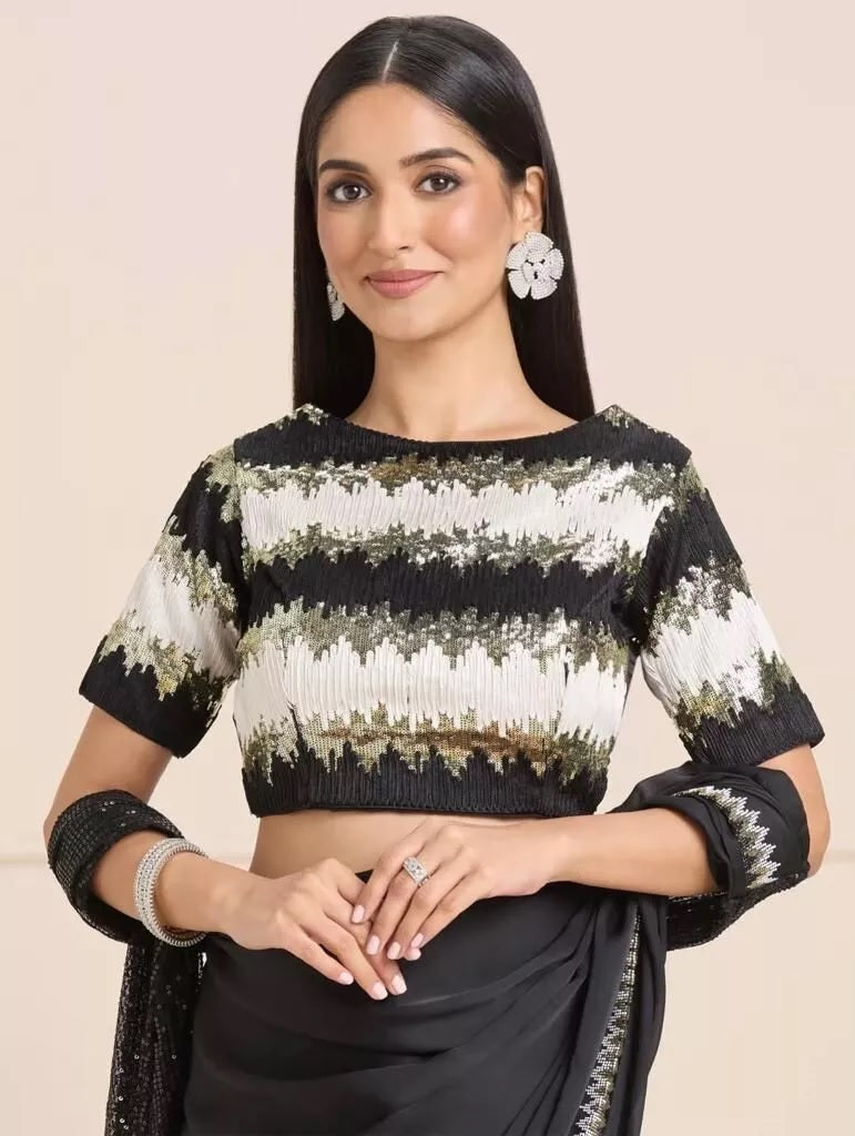 Heavy Pure Soft Georgette With Sequence Work Saree & Blouse image 5