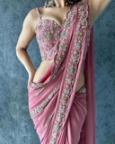 Soft Georgette Bollywood Party Saree With Blouse image 5