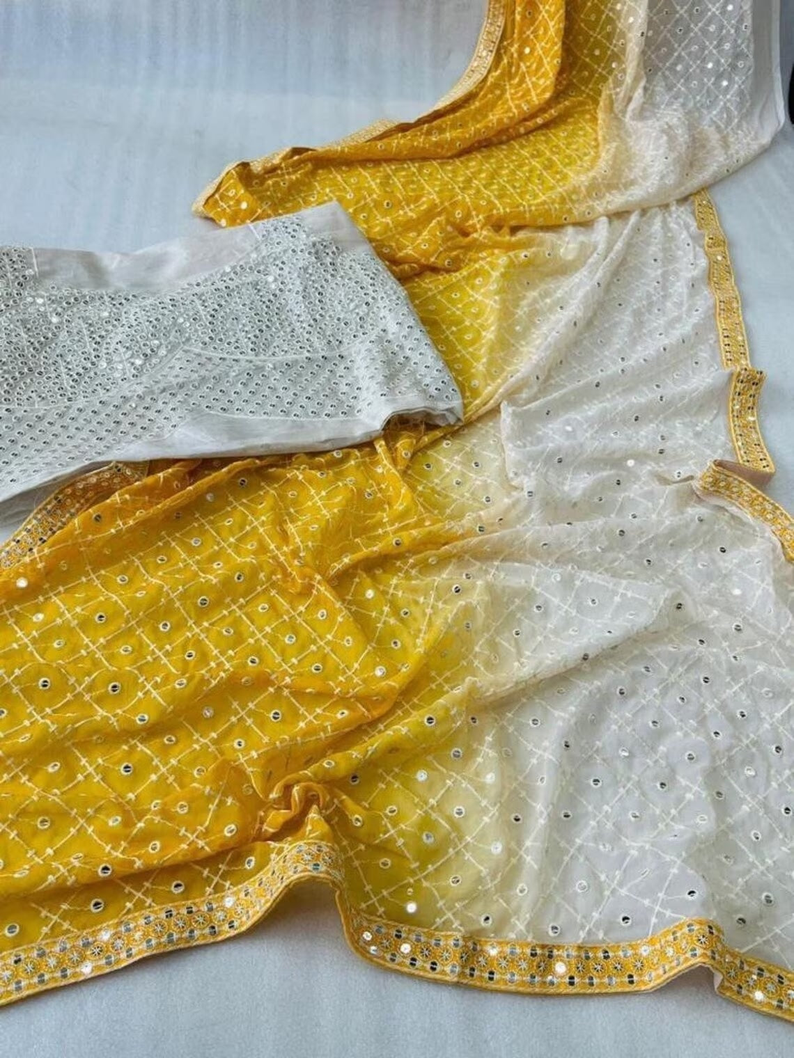 Soft Georgette 7 MM Embroidery Heavy Sequence Work Saree Blouse image 5