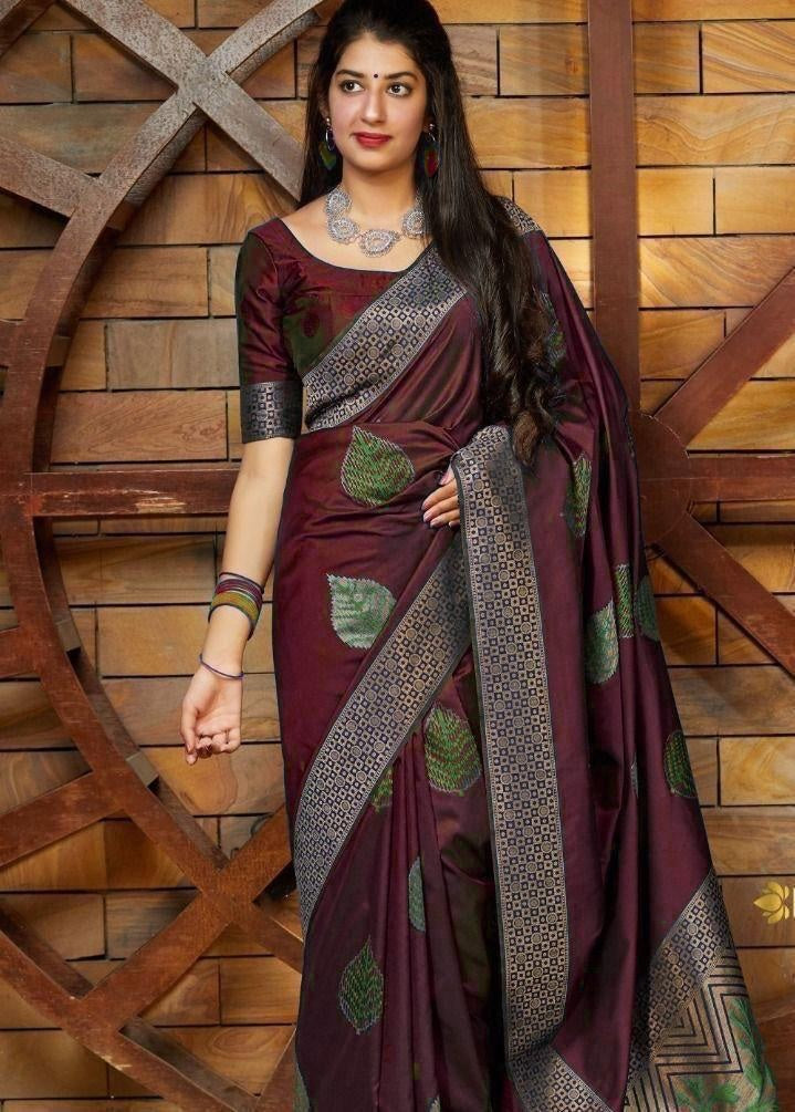 Soft Lichi Silk  Jacquard Border Saree image 5