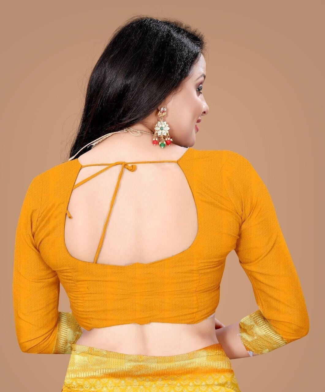 Yellow Color Soft Lichi Silk Sari image 5