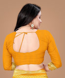 Yellow Color Soft Lichi Silk Sari image 5