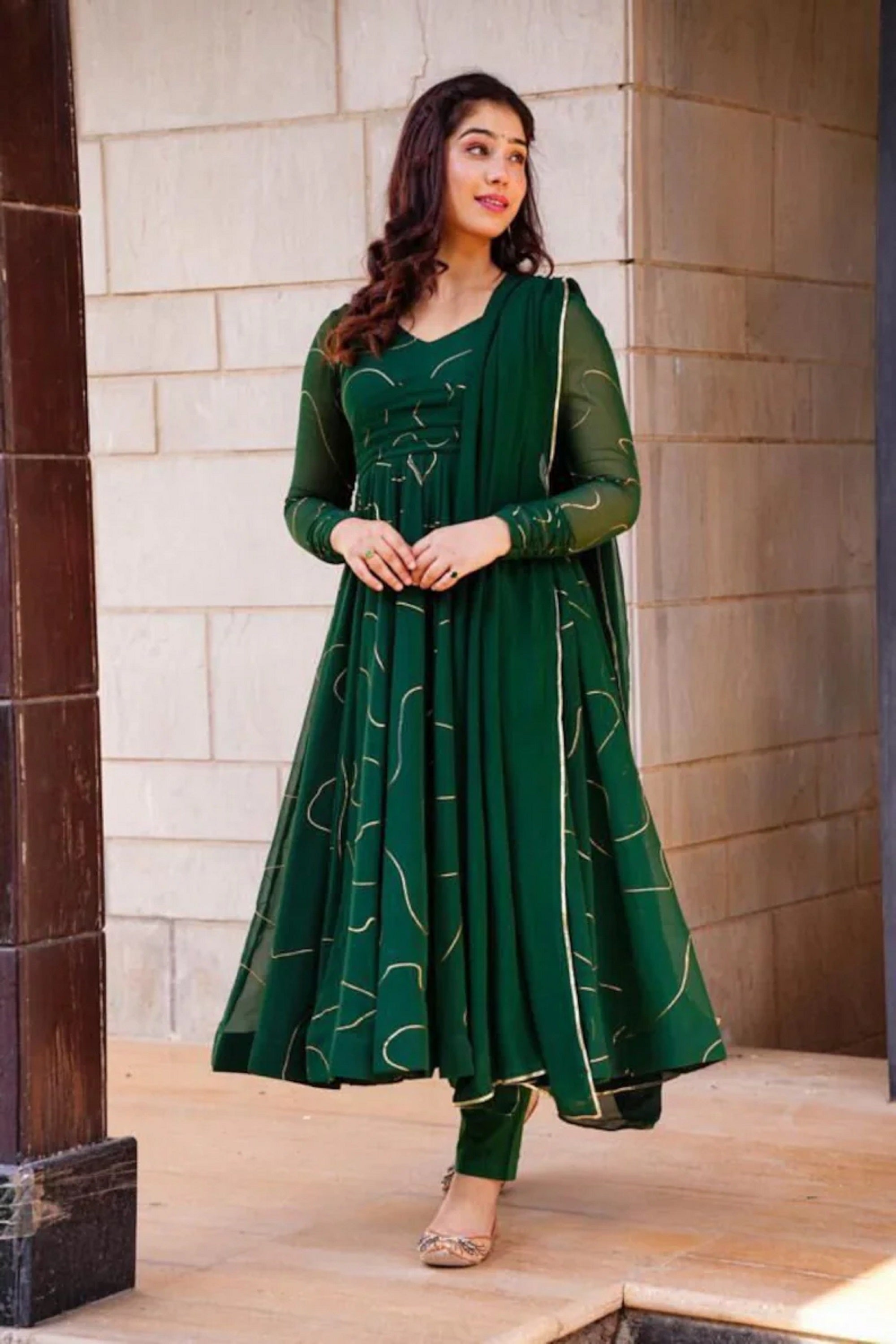 Designer Faux Georgette Anarkali Kurti with Full Sleeves Fully Stitched for Womens 13-SR55 image 5