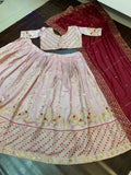 Premium Taffeta Silk Embroidery Sequence Work Lehenga Choli Dupatta image 3