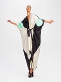V-Neck Belt Style Women Soft Satin Silk Printed Kaftan J5631 image 6