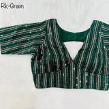 Faux Georgette With Zari Sequence Work Ready made Blouse 14-RK1 image 5