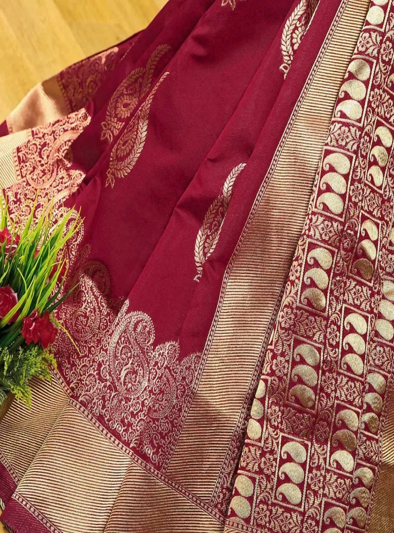 Kanchipuram Silk Saree Jacquard Border Sari Unstitched Blouse image 5