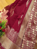Kanchipuram Silk Saree Jacquard Border Sari Unstitched Blouse image 5