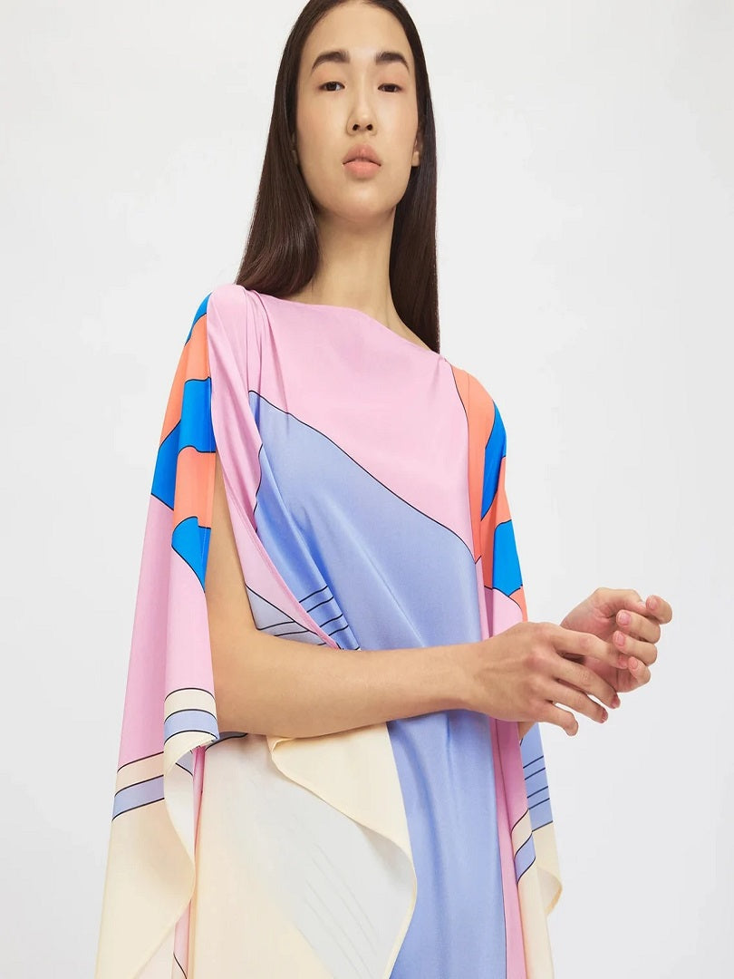 Women's Casual Wear Soft Silk Crepe Kaftan, Beach Party Wear Dress J5602 image 6