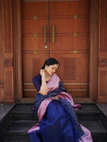 Navy Blue Color Soft Banarasi Silk Saree image 6