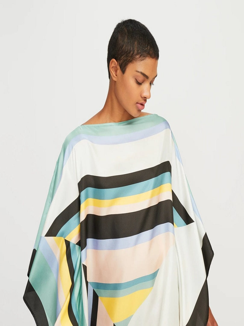 Women's Casual Wear Striped Printed Soft Silk Crepe Kaftan J5603 image 6