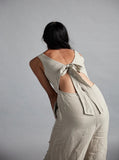 Off White Linen Jumpsuit image 2