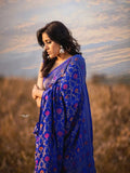 Women Lichi Silk Saree With Unstitched Blouse Wedding Wear Banarasi Sari VV image 5